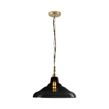 Load image into Gallery viewer, School Pendant Light in Anthracite/Brass (15.5-Inch).

