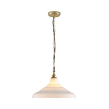 Load image into Gallery viewer, School Pendant Light in Opal/Brass (15.5-Inch).

