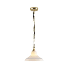 Load image into Gallery viewer, School Pendant Light in Opal/Brass (9.75-Inch).
