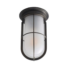 Load image into Gallery viewer, Ship&#39;s Companionway Flush Mount Ceiling Light in Weathered Brass/Frosted Glass.
