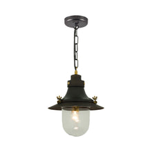 Load image into Gallery viewer, Ship&#39;s Deck Pendant Light in Weathered Copper (Small/Clear Glass).
