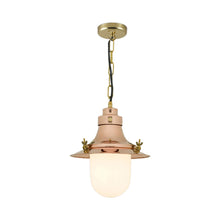 Load image into Gallery viewer, Ship&#39;s Deck Pendant Light in Polished Copper (Small/Opal Glass).
