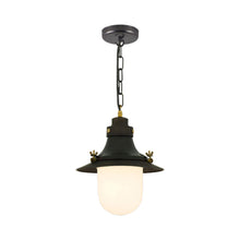 Load image into Gallery viewer, Ship&#39;s Deck Pendant Light in Weathered Copper (Small/Opal Glass).

