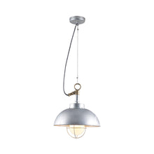 Load image into Gallery viewer, Shipyard Pendant Light in Galvanised Silver (Frosted Glass).

