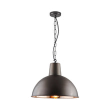 Load image into Gallery viewer, Spun Reflector Pendant Light in Weathered Copper/Polished Copper (Medium).
