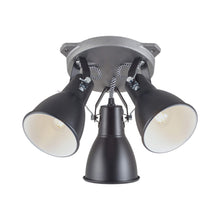 Load image into Gallery viewer, Stirrup Triple Flush Mount Ceiling Light in Black.
