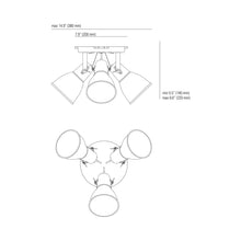 Load image into Gallery viewer, Stirrup Triple Flush Mount Ceiling Light - line drawing.
