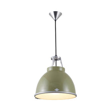 Load image into Gallery viewer, Titan Pendant Light in Olive Green (Small/Etched Glass).
