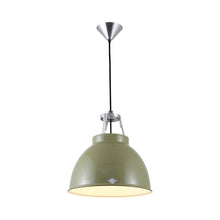 Load image into Gallery viewer, Titan Pendant Light in Olive Green/White (Small/No Glass).
