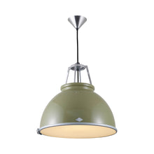 Load image into Gallery viewer, Titan Pendant Light in Olive Green (Medium/Etched Glass).
