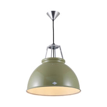 Load image into Gallery viewer, Titan Pendant Light in Olive Green/White (Medium/No Glass).
