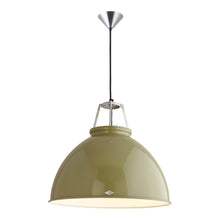 Load image into Gallery viewer, Titan Pendant Light in Olive Green/White (Large/No Glass).
