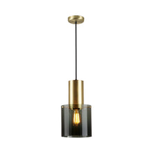 Load image into Gallery viewer, Walter Pendant Light in Anthracite Glass/Brass (Large).
