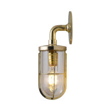 Load image into Gallery viewer, Weatherproof Ship&#39;s Well Glass Wall Light in Polished Brass/Clear Glass (1-Light).
