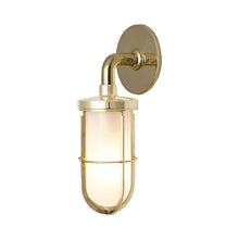 Load image into Gallery viewer, Weatherproof Ship&#39;s Well Glass Wall Light in Polished Brass/Frosted Glass (1-Light).
