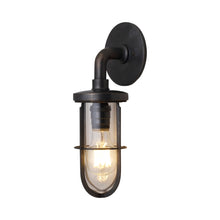 Load image into Gallery viewer, Weatherproof Ship&#39;s Well Glass Wall Light in Weathered Brass/Clear Glass (1-Light).
