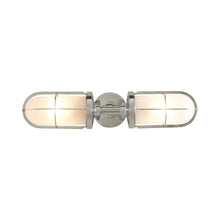 Load image into Gallery viewer, Weatherproof Ship&#39;s Well Glass Wall Light in Chrome/Frosted Glass (2-Light).
