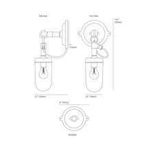 Load image into Gallery viewer, Well Glass Wall Light - line drawing.
