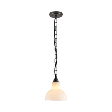 Load image into Gallery viewer, York Pendant Light in Opal/Weathered Brass (Small).

