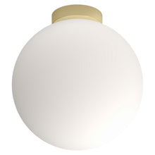 Load image into Gallery viewer, Bola Sphere LED Flush Mount Ceiling Light in Brass (16-Inch).
