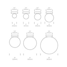 Load image into Gallery viewer, Bola Sphere LED Flush Mount Ceiling Light - line drawing.
