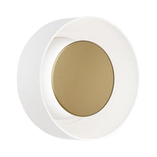 Load image into Gallery viewer, Totem LED Wall Light in White/Brass/White.
