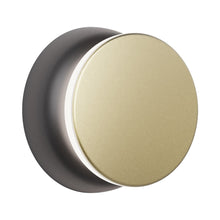 Load image into Gallery viewer, Totem Puck LED Wall Light in Black/Brass.
