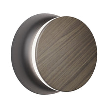 Load image into Gallery viewer, Totem Puck LED Wall Light in Black/Walnut.
