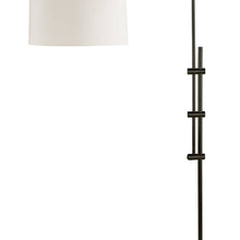 Load image into Gallery viewer, Arc Floor Lamp with Linen Shade in Detail.
