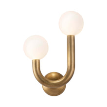 Load image into Gallery viewer, Happy Wall Light in Natural Brass (Left Side).
