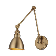 Load image into Gallery viewer, Dakota Adjustable Wall Light in Warm Brass.
