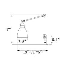 Load image into Gallery viewer, Dakota Adjustable Wall Light - line drawing.
