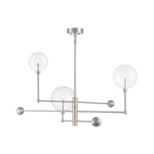 Load image into Gallery viewer, Meridian Glass Chandelier in Brushed Nickel.
