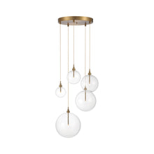 Load image into Gallery viewer, Meridian M10099 Multi Light Pendant Light in Natural Brass.
