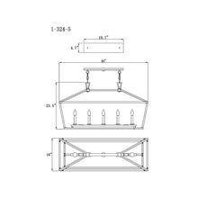 Load image into Gallery viewer, Townsend Linear Chandelier - line drawing.

