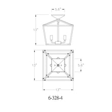Load image into Gallery viewer, Townsend Semi Flush Mount Ceiling Light - line drawing.
