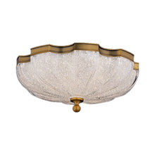 Load image into Gallery viewer, Cupola LED Flush Mount Ceiling Light in Aged Brass.
