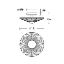 Load image into Gallery viewer, Origami LED Flush Mount Ceiling Light - line drawing.
