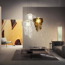 Load image into Gallery viewer, Aria LED Chandelier in living room.
