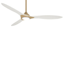 Load image into Gallery viewer, Sleek LED Ceiling Fan in Soft Brass/Flat White.
