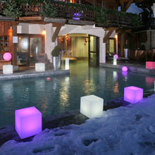 Load image into Gallery viewer, Cube Bluetooth Outdoor LED Lamp in Outside Area.
