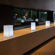 Load image into Gallery viewer, Hokare Cub Bluetooth LED Table Lamp in living room.
