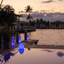 Load image into Gallery viewer, Rock Bluetooth Outdoor LED Table Lamp in Outside Area.
