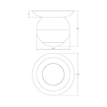 Load image into Gallery viewer, Hemisphere LED Flush Mount Ceiling Light - line drawing.
