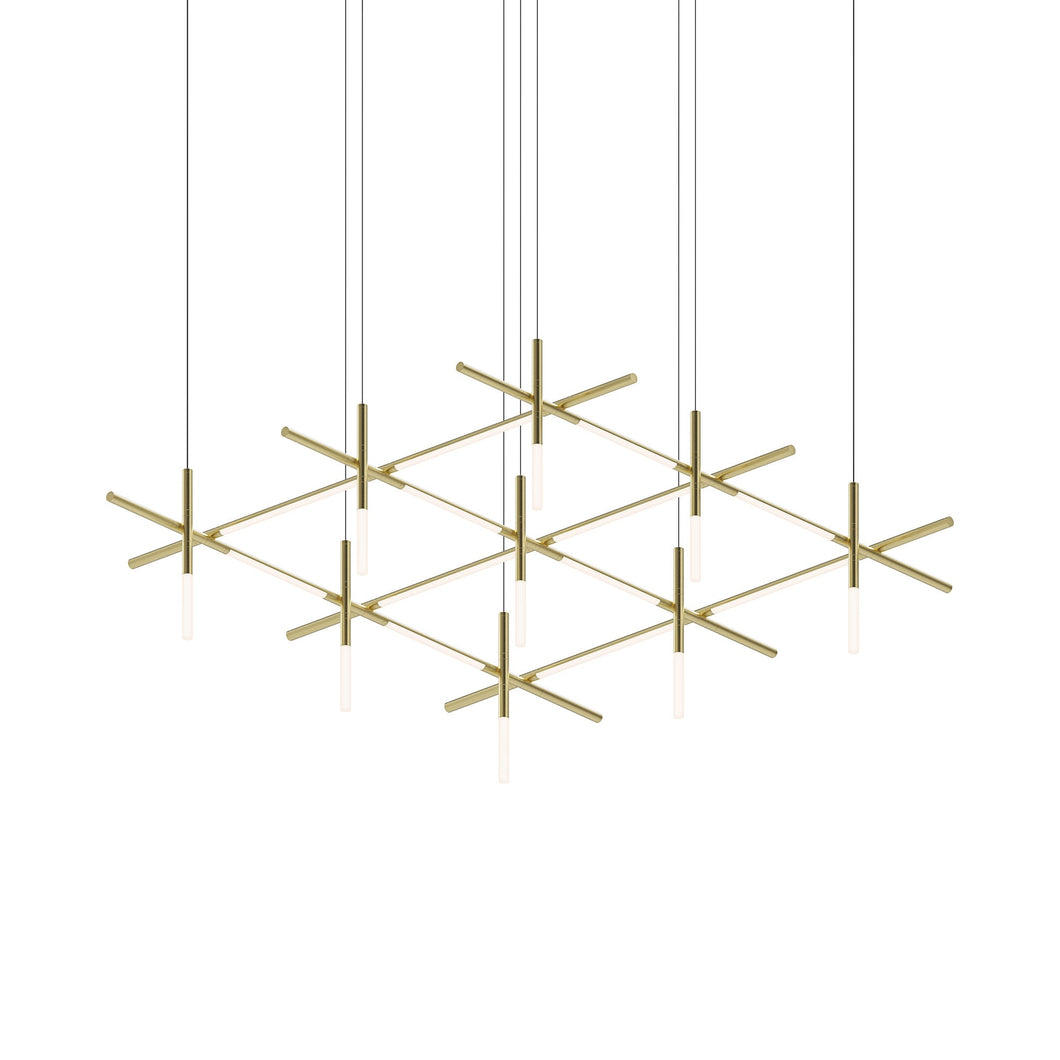 Labyrinth Square LED Pendant Light in Brass.