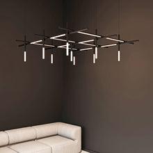 Load image into Gallery viewer, Labyrinth Square LED Pendant Light in livingr room.
