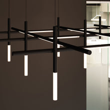 Load image into Gallery viewer, Labyrinth Square LED Pendant Light in livingr room.
