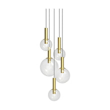 Load image into Gallery viewer, Bubbles Multi Light Pendant Light in Satin Brass (5-Light).

