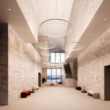 Load image into Gallery viewer, Constellation® Galaxy Matrix Round LED Pendant Light in living room.
