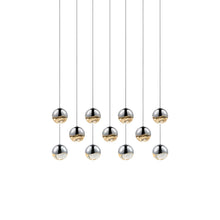 Load image into Gallery viewer, Grapes® 11-Light Rectangle LED Multipoint Pendant Light in Polished Chrome (Medium).
